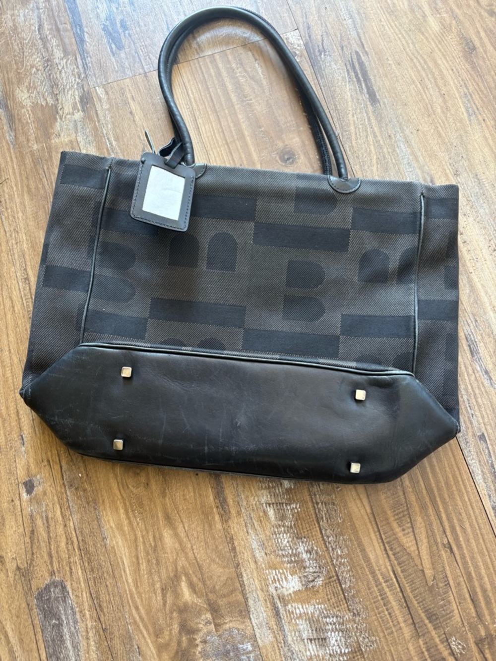 Bally Black Canvas & Leather Logo Tote Shoulder Bag